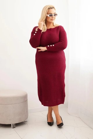 Sukienka swetrowa damska Plus Size z moherem bordowa