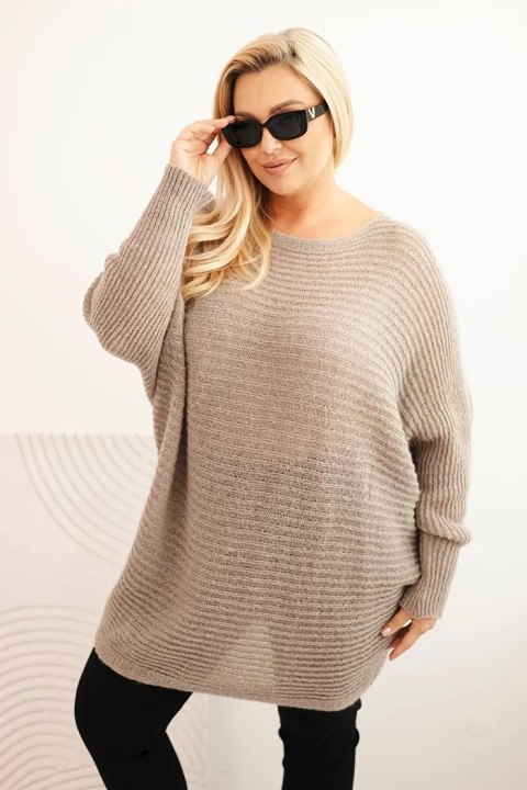 Sweter damski Plus Size z moherem ponczo fango