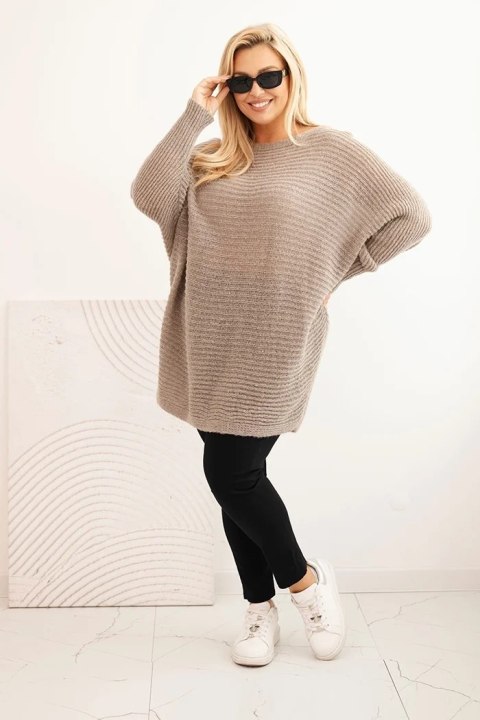 Sweter damski Plus Size z moherem ponczo fango