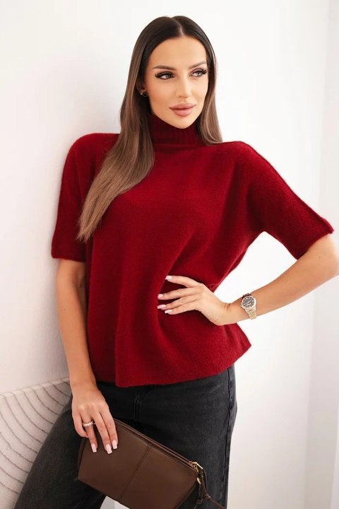 Sweter damski z golfem o luźnym kroju bordowy