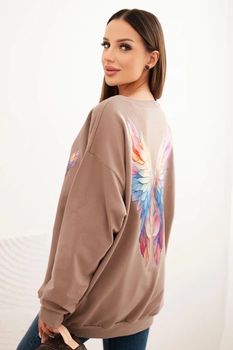 Bluza damska oversize z bawełny z kolorowymi skrzydłami na plecach fango
