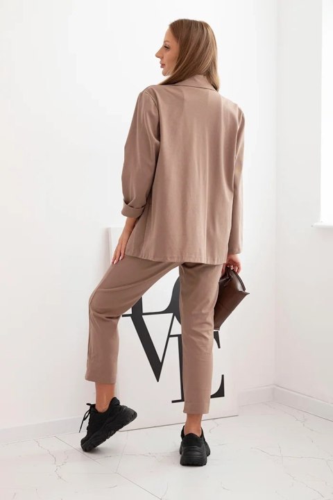 Komplet damski Punto elegancka marynarka i spodnie fango