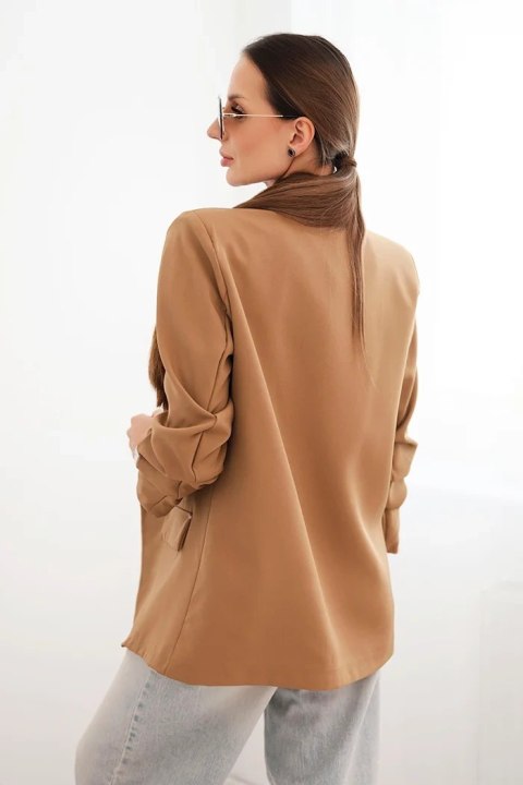 Ciemno-camelowa marynarka damska z klapami