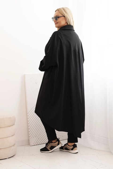 Narzutka damska Plus Size Punto z bawełną i guzikami czarna