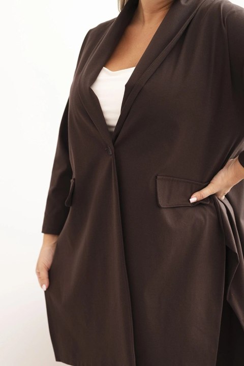 Narzutka damska Plus Size Punto z bawełną zapinana na guzik brązowa