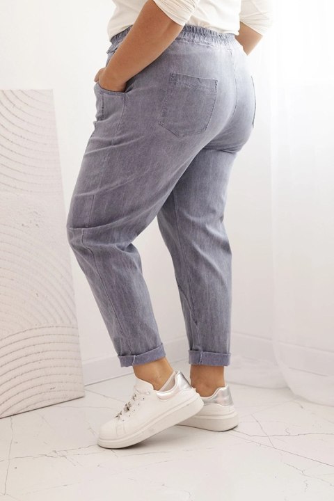 Spodnie damskie Plus Size dekatyzowane z wiskozą i szeroką gumką jeansowe