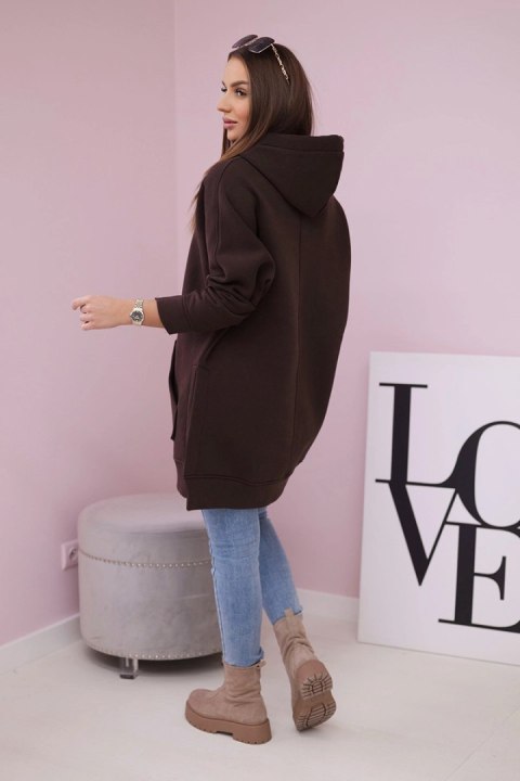 Bluza ocieplana z rozcięciami na bokach brązowa