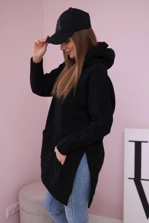 Bluza ocieplana z rozcięciami na bokach czarna