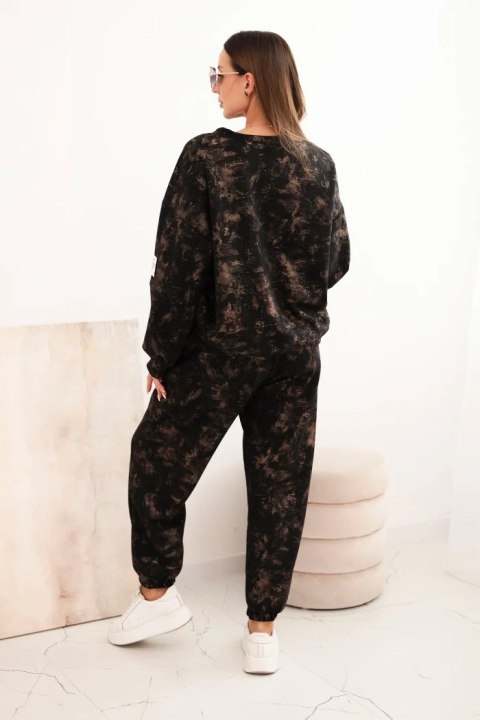 Komplet dresowy oversize z wiskozy w kolorze czarnym z efektem sprania