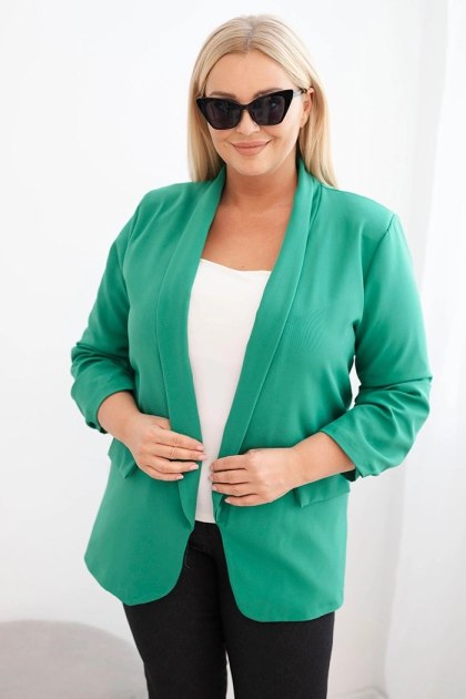 Marynarka damska Plus Size bez zapięcia z podszewką XL/2XL zielona
