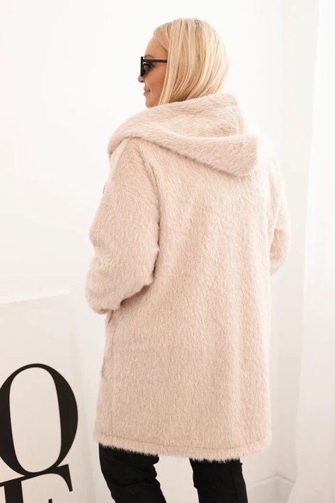 Beżowy płaszcz damski Plus Size z wiskozy