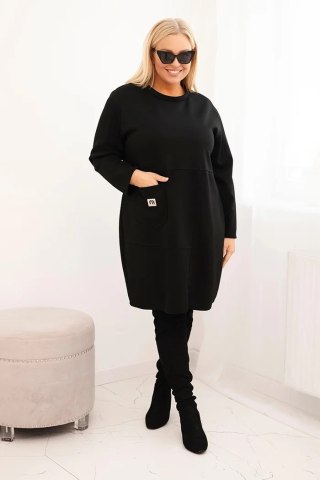 Sukienka damska Plus Size masełko z kieszenią i rękawem 3/4 czarna
