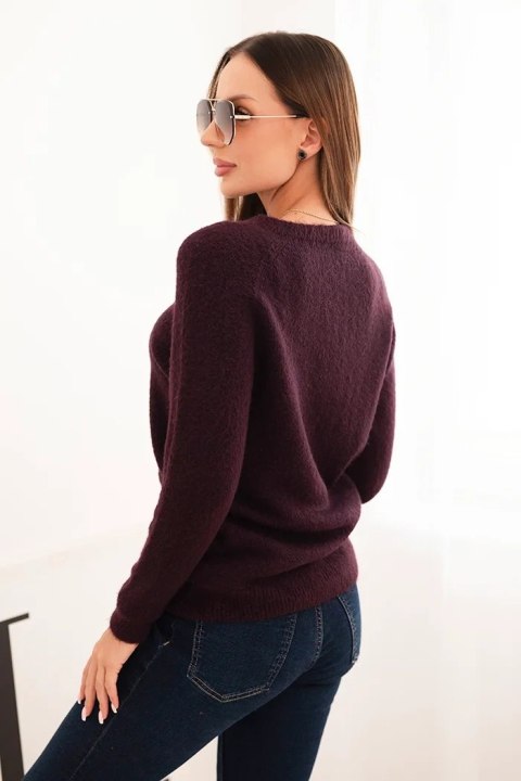 Sweter damski z baby alpaki z długim rękawem śliwkowy