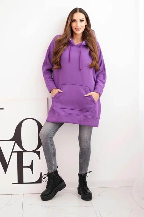 Bluza ocieplana z rozcięciami na bokach fioletowa
