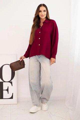 Koszula damska elegancka z wiskozy z ozdobnymi guzikami śliwkowa