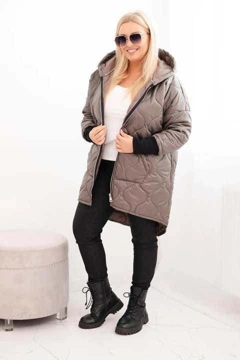 Pikowana kurtka zimowa damska Plus Size w kolorze fango