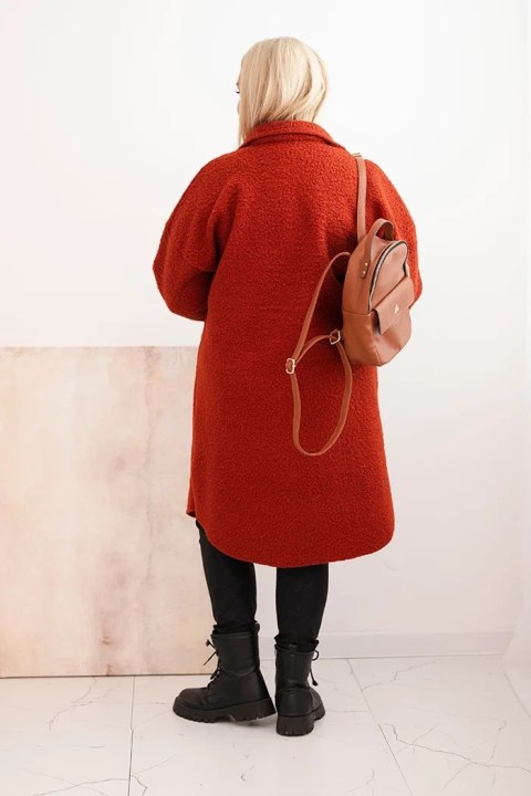 Rudy płaszcz damski Plus Size z wełną