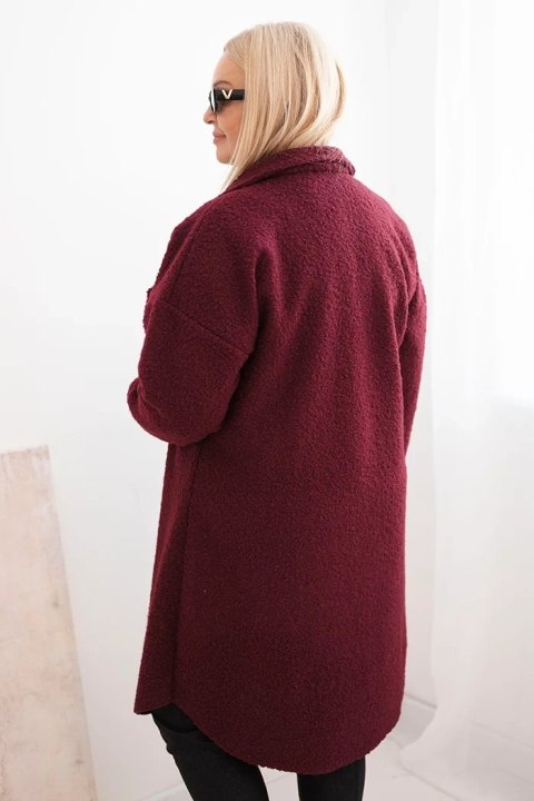 Śliwkowy płaszcz damski Plus Size z dodatkiem wełny