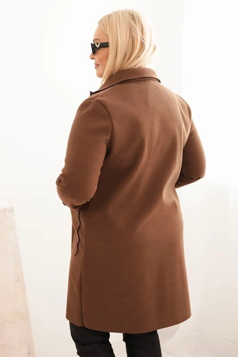 Elegancki płaszcz damski Plus Size w głębokim odcieniu czekolady