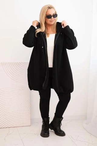 Bluza damska Plus Size ocieplana z kapturem i zamkiem czarna