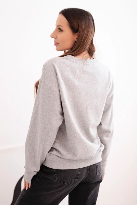 Bluza damska pętelkowa bawełniana basic z okrągłym dekoltem szara