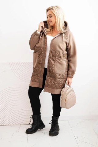 Bluza damska pikowana Plus Size z kapturem i dużymi kieszeniami fango