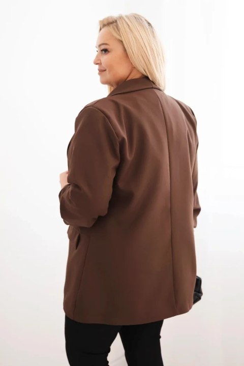Elegancka brązowa marynarka damska Plus Size