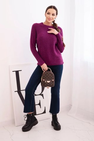 Sweter damski z baby alpaki z długim rękawem ciemny fioletowy