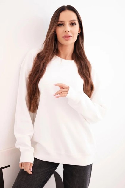 Bluza damska pętelkowa bawełniana z kapturem i kieszenią kangurką biała