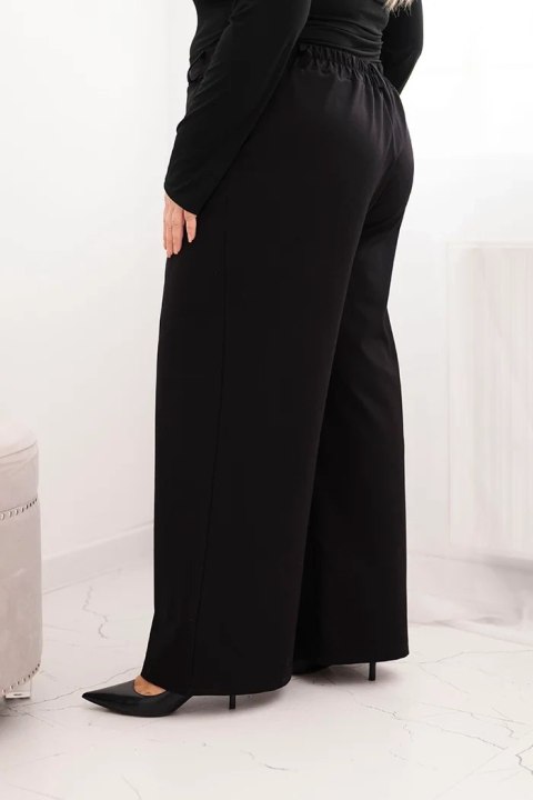 Spodnie damskie Plus Size z szeroką nogawką i elastycznym pasem czarne