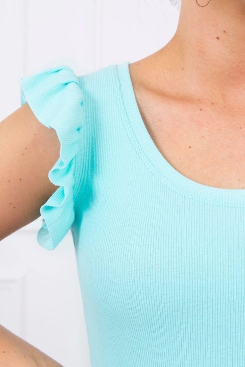 Sukienka z falbanką przy rękawie miętowa