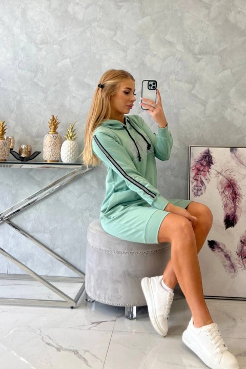 Sukienka z odblaskowym nadrukiem ciemno miętowa