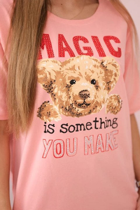 Bluzka z nadrukiem Magic morelowa