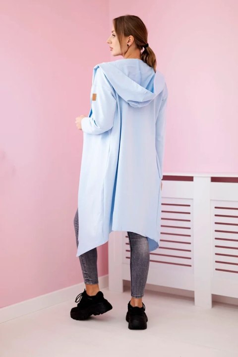 Narzutka długa z kapturem błękitna