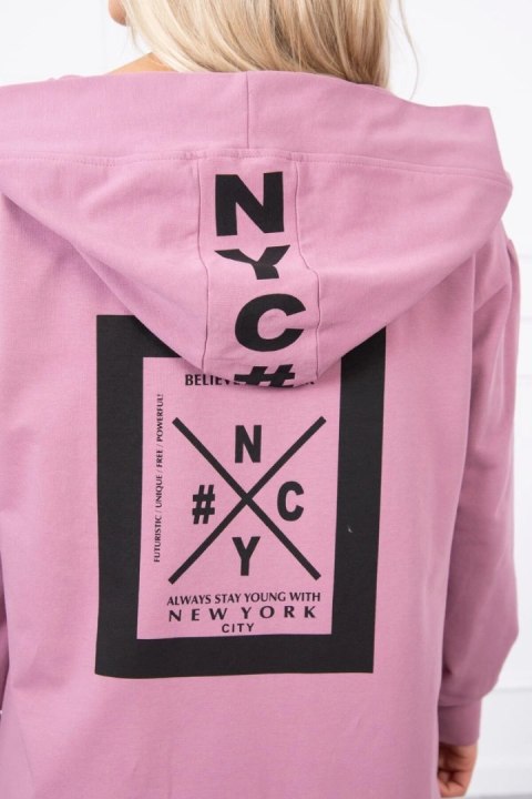 Narzutka z kapturem oversize ciemno różowa