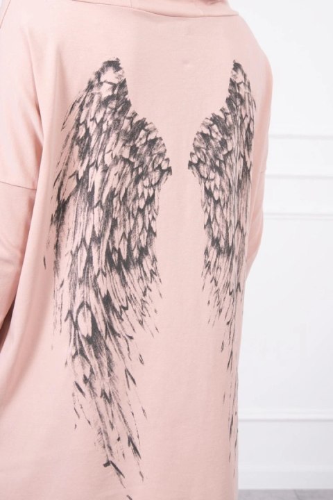 Bluza z nadrukiem skrzydeł pudrowy róż
