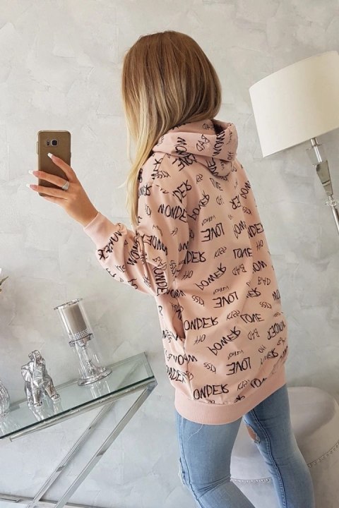 Bluza z napisami ciemny pudrowy róż