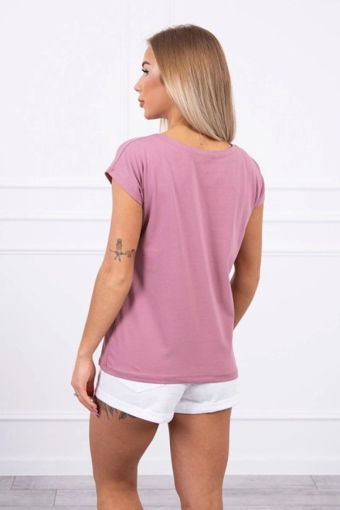 Bluzka z nadrukiem ust ciemno różowa