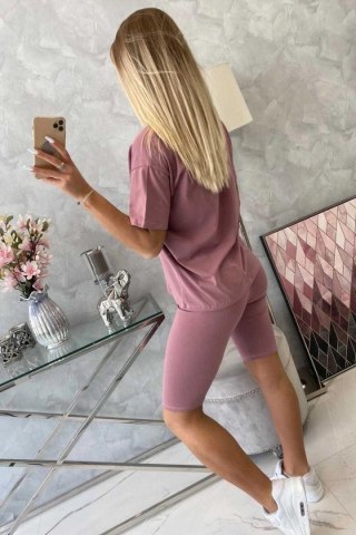 Komplet top+legginsy ciemny różowy