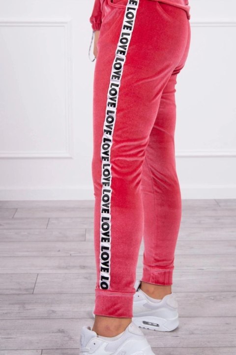 Komplet welurowy Love malinowy