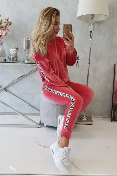 Komplet welurowy Love malinowy