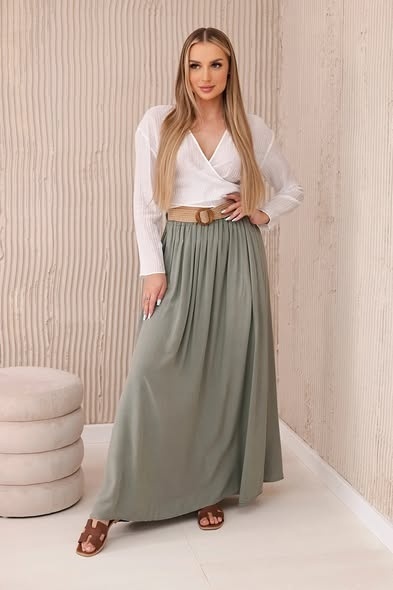 Spódnica z wiskozy khaki