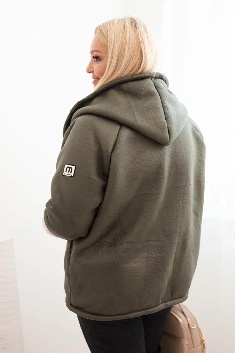 Kurtka damska Plus Size z kapturem i barankiem khaki