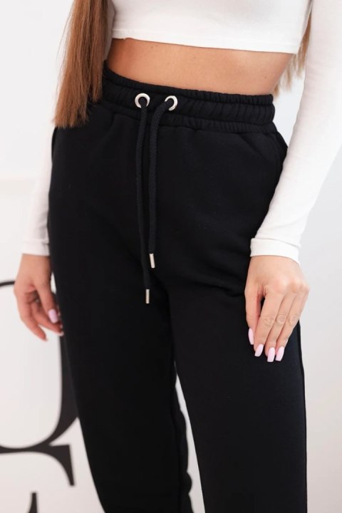 Spodnie damskie bawełniane z gumką w pasie czarne