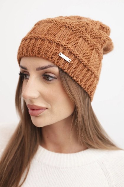 Czapka z polarem Marta K231 camelowa