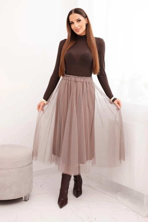 Spódnica damska tiulowa fango – luksusowy tiul z komfortową podszewką z wiskozy
