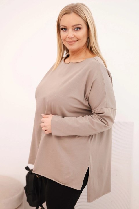 Bluzka damska bawełniana Plus Size asymetryczna z długim rękawem fango