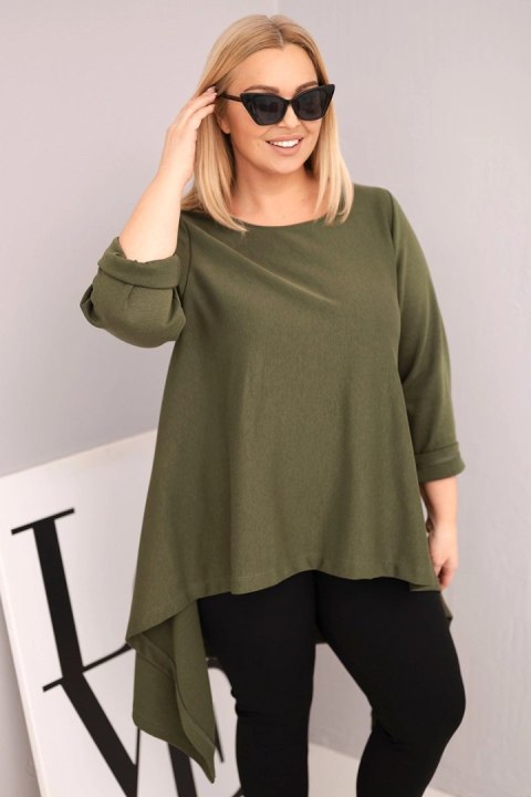 Tunika damska Plus Size bawełniana o asymetrycznym kroju khaki
