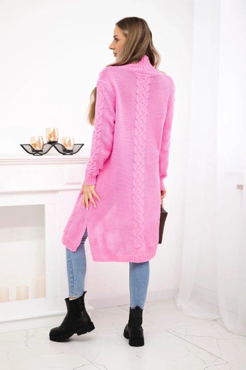 Sweter Kardigan splot warkocz jasny różowy