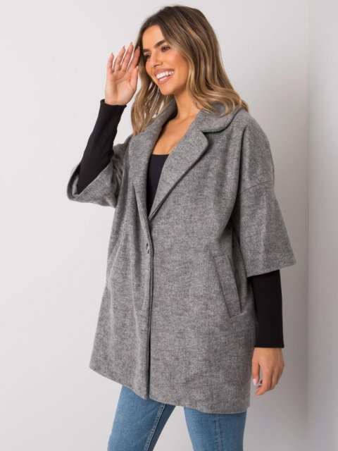 Szary Luźny Płaszcz Aliz